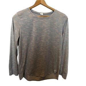 Xersion Long sleeve T shirt Gray Purple and orange stripe 2XL